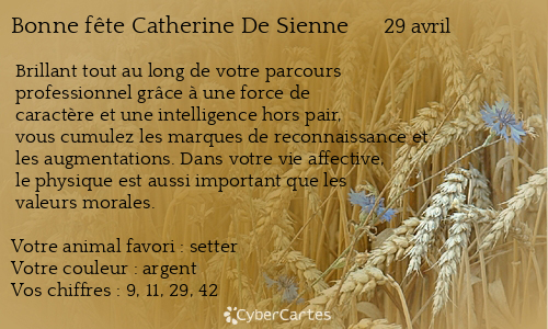 Carte bonne fête Catherine De Sienne